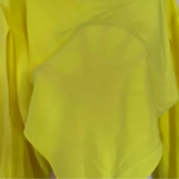 Balenciaga 100% silk asymmetrical triangle-hem split-sleeve chartreuse blouse